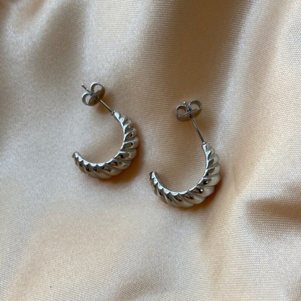 Gold Plated Stainless Steel Croissant Earrings